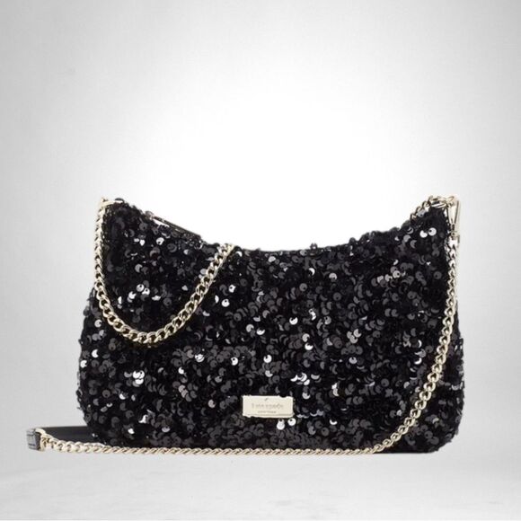NWT Kate Spade Black Sequin Kiki Convertible Crossbody
